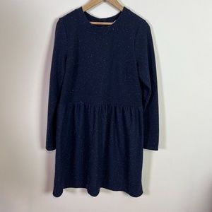 LOFT Women’s Blue Multicolor Long Sleeve Midi Back Button Dress Size Medium